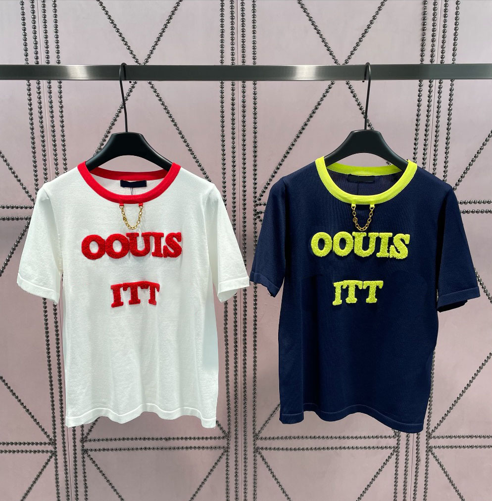 

2023 Women's T-Shirt Designer Women's Flocking Letter Pattern T-Shirt New Women's Solid O-Neck Tops Tees Short Sleeve Lady Top Summer Fashion Tees, Blue