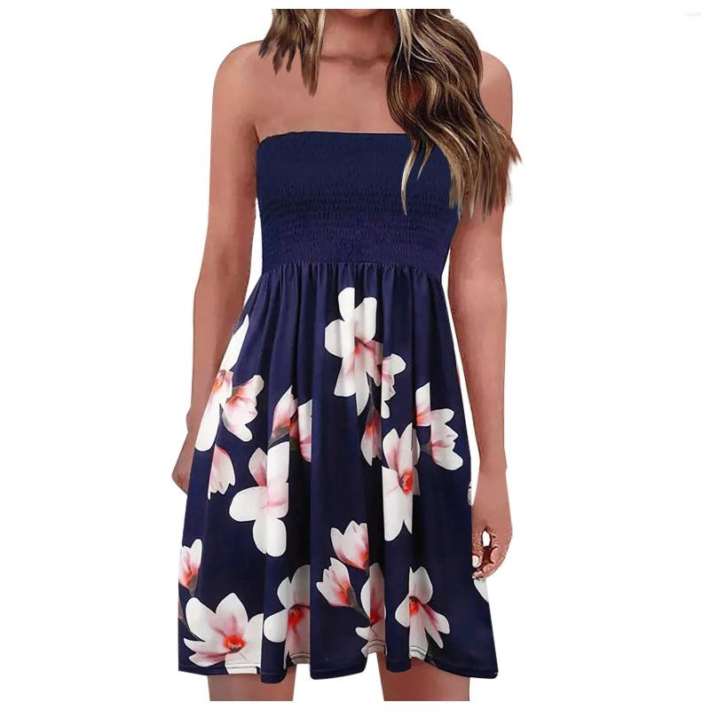 

Casual Dresses Women's Summer Rainbow Seven-color Dress Wrapped Chest Sexy Waist Beach Vacation A-line Vestido De Mujer 2023, Multicolor