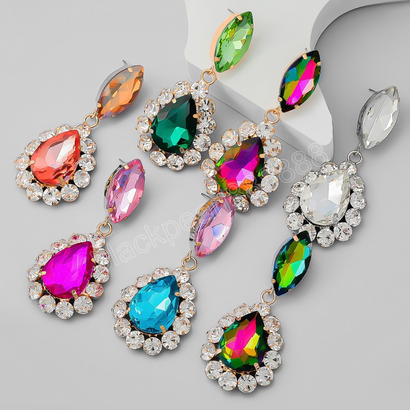 

Metal Glass Rhinestone Bridal Dangle Earrings Wedding Party Luxury Jewelry Women's Elegant Fashion Accessories Gift