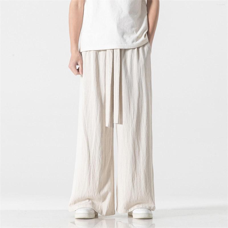 

Men's Pants 2023 Design Summer Men'S Large Cotton Linen Loose Casual Straight Wide Leg Trousers Solid Color Sweetpants, Grey