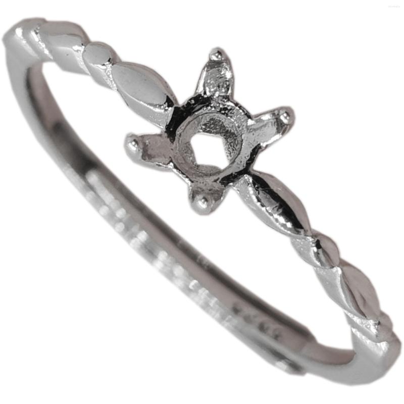 

Cluster Rings 18K Gold Plating Ring Setting 4mm 5mm Gemstone For Jewelry Making 925 Silver Finding