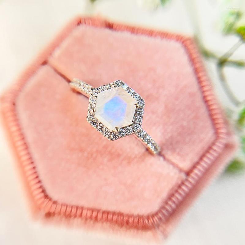 

Cluster Rings Luxyimagic Nautral Moonstone Gemstone Ring For Women Solid 925 Sterling Silver Wedding Engagement Bride Fine Jewelry