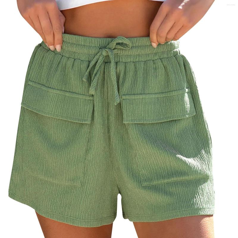 

Women' Shorts Women Sport Casual Homewear Yoga Short Pants Bottoms Female Elastic Waist Pockets Trousers Ladies Running Exercise, White