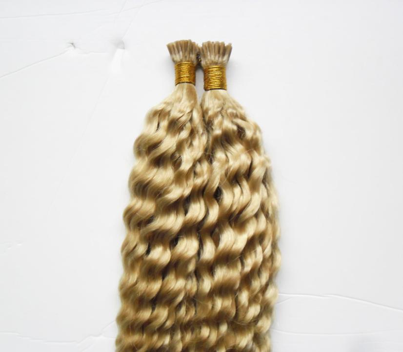 

613 Bleach Blonde Brazilian human hair i tip hair 100g blonde 100s pre bonded keratin stick tip human hair4470087