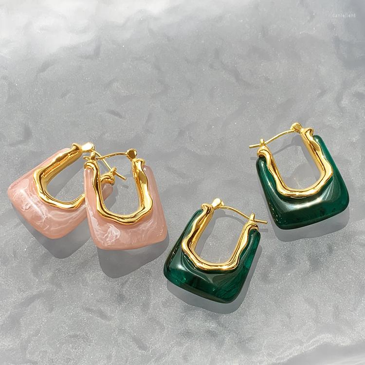 

Hoop Earrings Cold Vintage Green 18K Stainless Steel Gold Plated Friends Birthday Gifts Fashion Jewelry