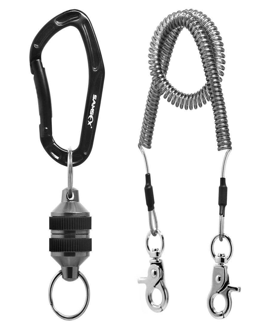 

SAMSFX Fishing Landing Net Release Holder with Coiled Lanyard Quick Lanyard Clip Land Connector Fish Tools and Accessories8947345
