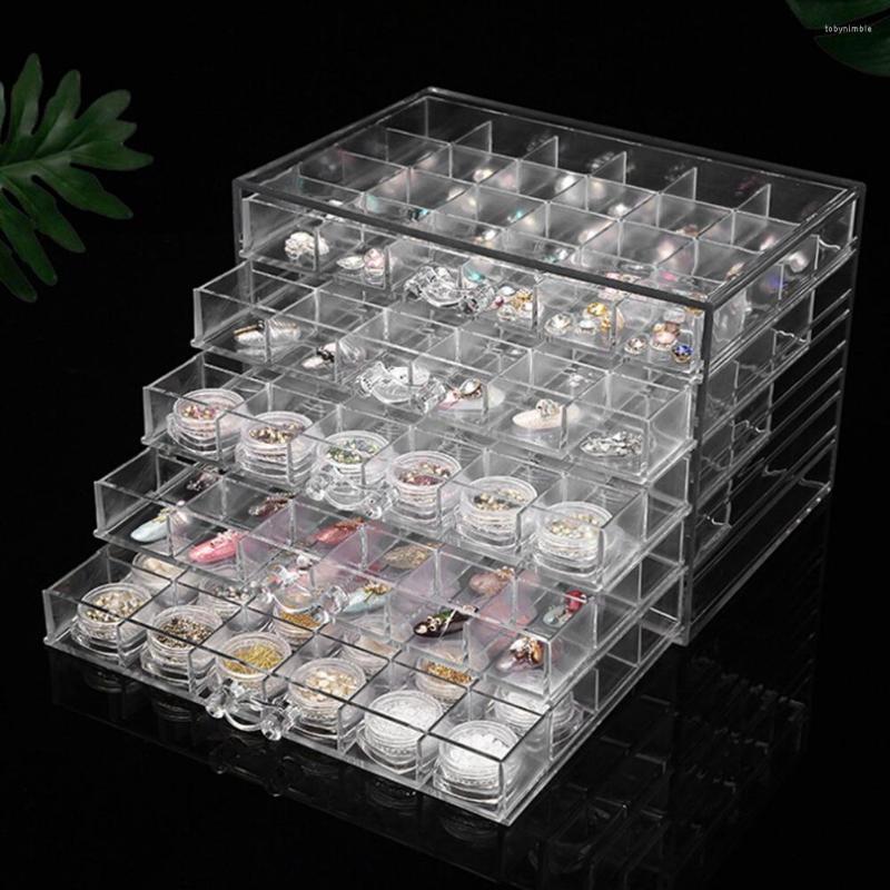 

Jewelry Pouches 120 Grids Clear Organizer Acrylic Packaging & Display Porta Joias 5 Layer Jewellery Box Large Joyeros