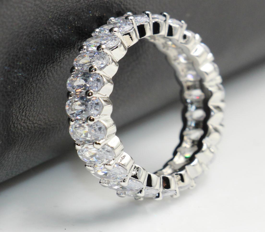

Fashion Vintage Fashion Jewelry Real 925 Sterling Silver Princess White Topaz CZ Diamond Eternity Women Wedding Engagement Band R8957400