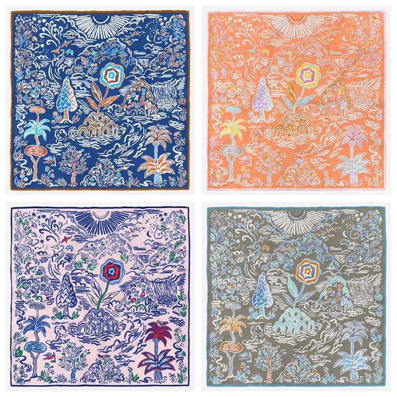 

Scarves French 53cm Early Autumn Fashion Vintage Plants Flowers Women's Versatile Professional Small Scarf Silk Headband