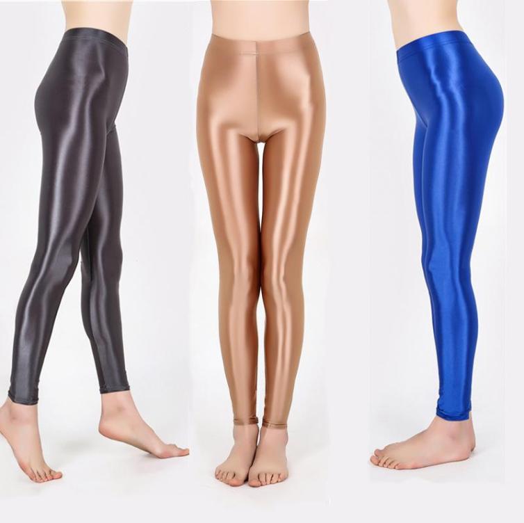 

Yoga Outfit Transparent Glossy Pantyhose Leggings Smooth Seamless Sexy Tight Pants Women Gym Clothing Full Length5195703, White