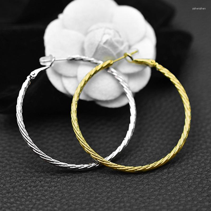 

Hoop Earrings MUZHI Fashion Round For Women Twisted Big Gold Color Drop Circle Stainless Steel Jewelry Woman Gift 2023