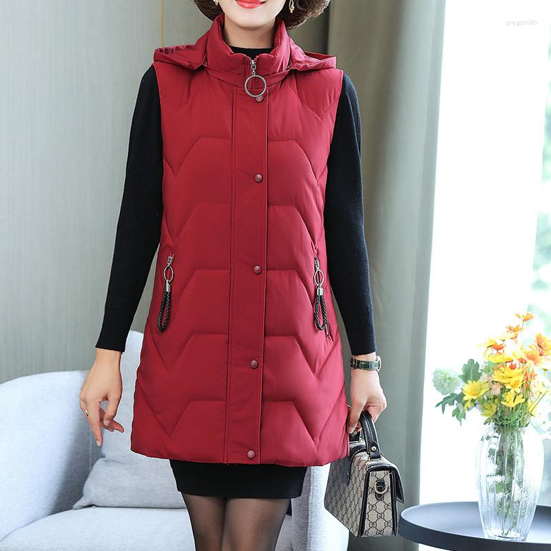 

Women's Vests #0440 Middle Aged Mother Down Cotton Women's Vest Waistcoat Zipper Slim Warm Coat Female Outerwear Sleeveless Jacket, Black