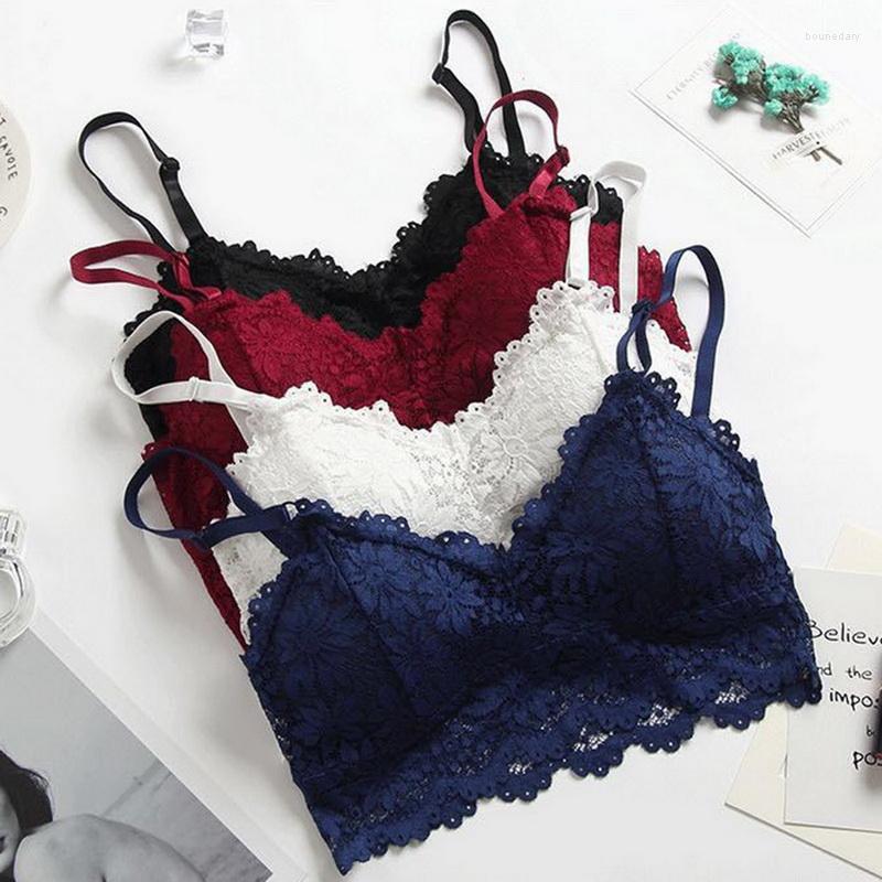 

Bras Sexy For Women's Lace Bra Tube Tops Wire Free Bralette Push Up Female Underwear Comfortable Crop Top Seamless Lingerie, Black