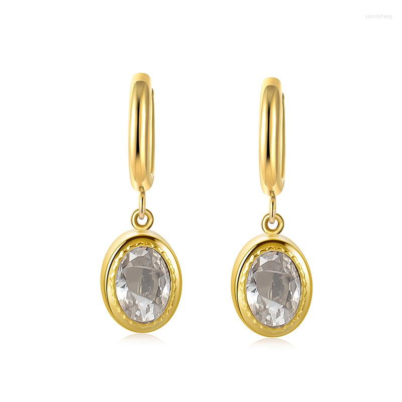 

Hoop Earrings Trendy Cubic Zirconia For Women Waterproof Stainless Steel Geometric Huggie Wedding Jewelry Party Gift