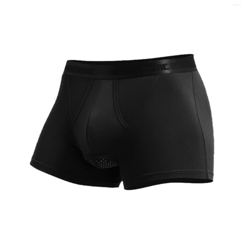 

Underpants Men'S Sexy Ice Silk Breathable Thin And Comfortable Boxer Shorts Solid Color Elastic Pants Underwear, Black
