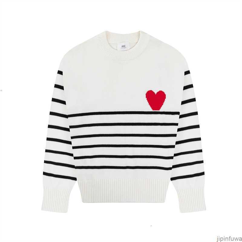 

France Fashion Designers Amis Paris Sweater Man Woman Amies De Coeur Embroidered a Heart Pattern o Neck Womens Sweaters Rk3s, White