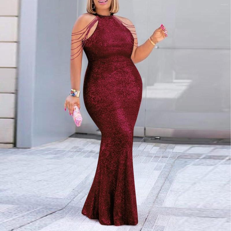 

Casual Dresses Women's Vintage Formal Spring Summer 2023 Loose Buttock Sequin Dress Off Shoulder Tassel Halter Large Trumpet, Black