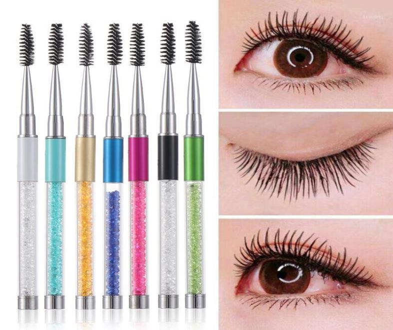

Eyebrow Brush Mascara Spiral Wand Applicator With Rhinestone Handle EyeLashes Extension Comb Eye Makeup Tools 10 Colors19600442