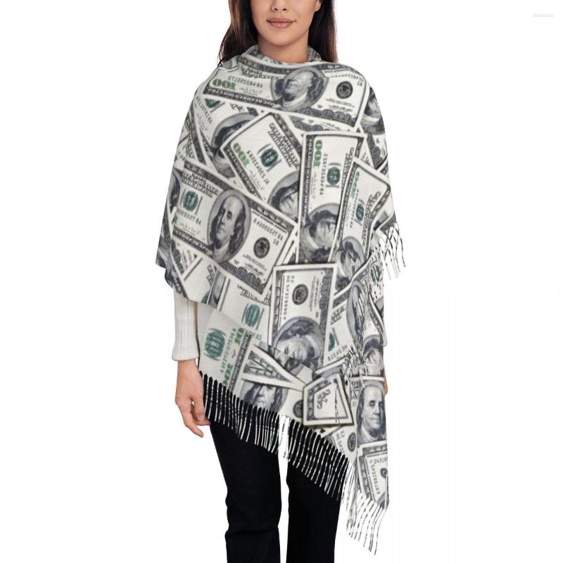 

Scarves Hundred Dollars Bills Scarf Wrap Women Long Winter Warm Tassel Shawl Unisex Money