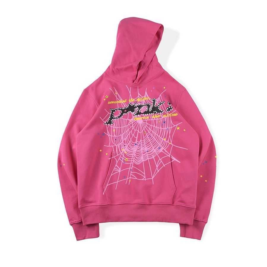 

Designer SP5DER 555555 Fashion men and women Young Thug stars wear the same Sp5der 5555555 foam letter sweater Factory sales, Black pink sweater