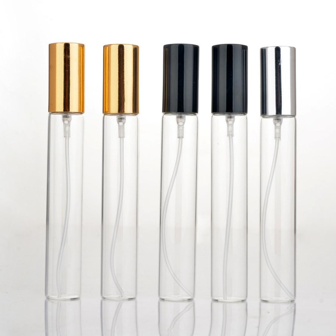 

15ml Clear Mini Sample Refillable Perfume Spray Glass Atomizer Bottle With Black Golden Silver Lid F30444261887