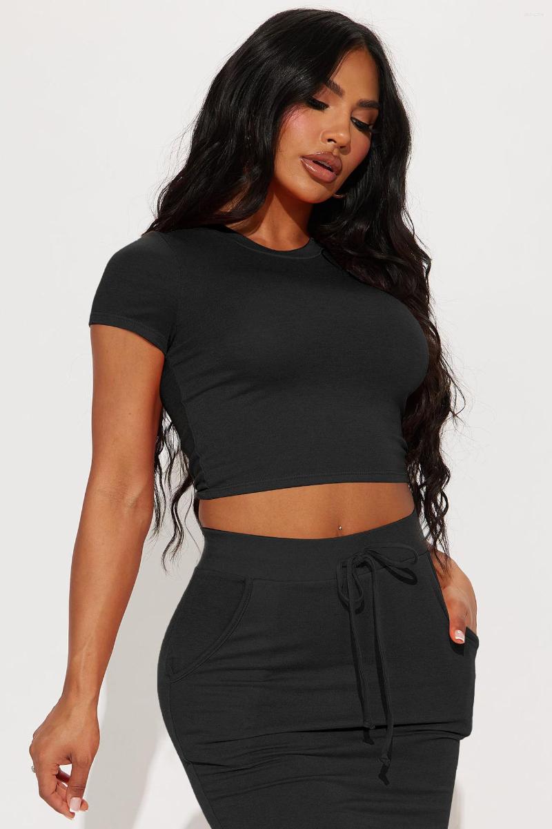 

Work Dresses XJBAXXY Texture Feeling Salt Romantic Retro Wear Women' Sexy Fashion Midriff Outfit Solid Color Two-Piece Set For Women, Black