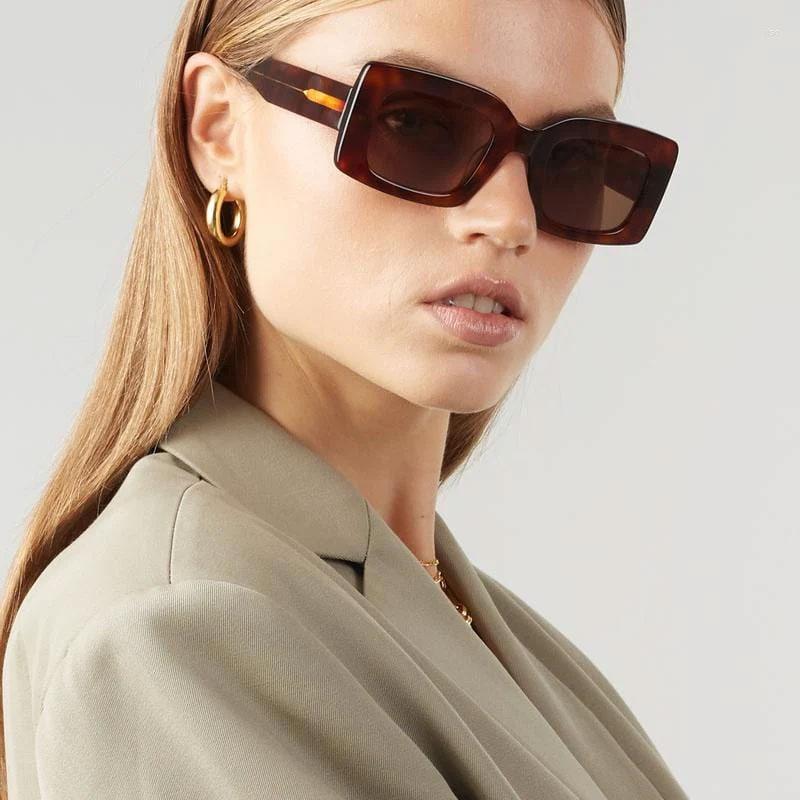 

Sunglasses Top Modern Women Oversized Square Chunky Brown Tortoiseshell Acetate