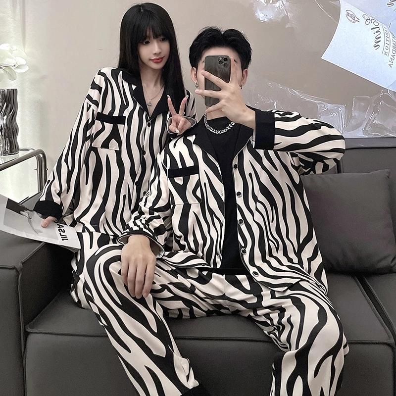 

Men's Sleepwear Winter Pajamas For Couples High-quality Light Luxury Cotton Men Pajama Sets Long Sleeve Fashion Male Loungewear Sleep, 72264