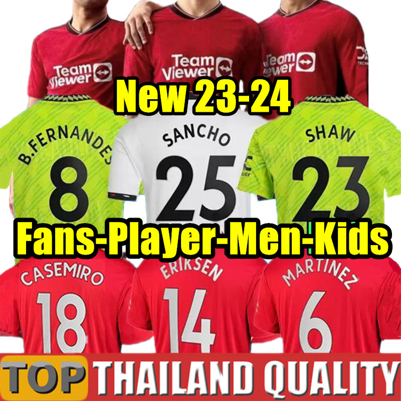 

23 24 ANTONY CASEMIRO MARTINEZ ERIKSEN soccer jerseys RASHFORD 2023 2024 SANCHO B. FERNANDES FRED MancHEstErS MANS UTDS football shirt Men Kids kit set Uniforms, 22/23 away + patch - men