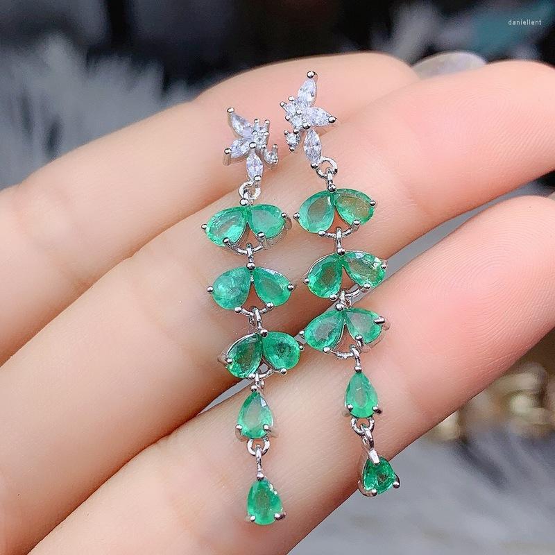 

Stud Earrings Luxury 925 Sterling Silver Natural Emerald Created Moissanite Gemstone Party Ethnic Drop Dangle Fine Jewelry