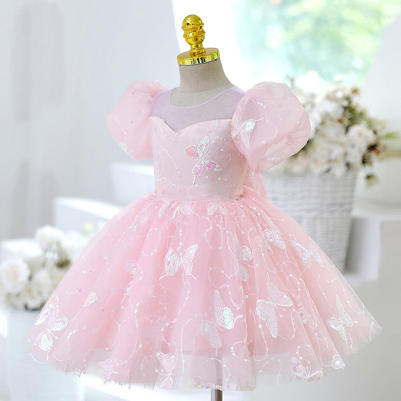 

Girl Dresses High-end Children's Wear Summer Pink Bow Girls' Dress Sequins Baby Princess Fluffy Tutu For Birthday Party, Picture shown