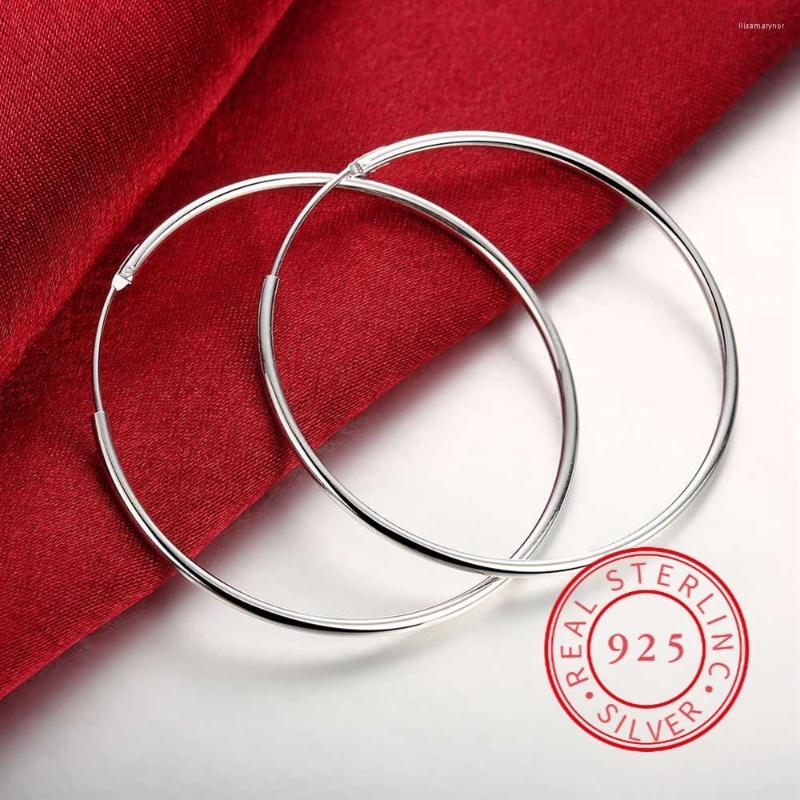 

Hoop Earrings 925 Sterling Silver Earring Round Circle Loop Gifts Simple Smooth Big For Women Jewelry
