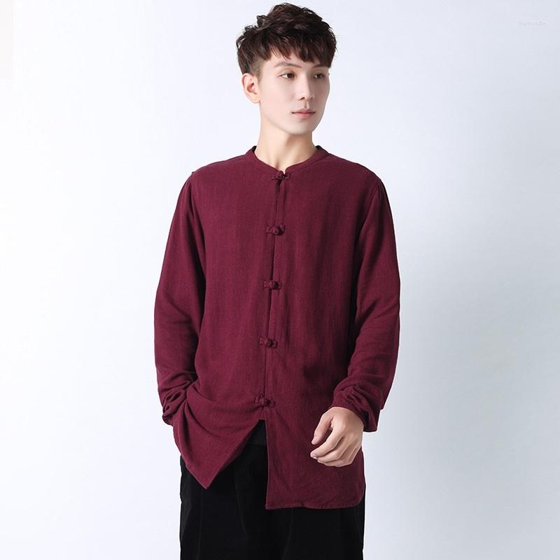 

Ethnic Clothing Traditional Chinese For Men Tang Suit Plus Size Hanfu Clothes Linen Harajuku Long Sleeve Coats Male KK3617