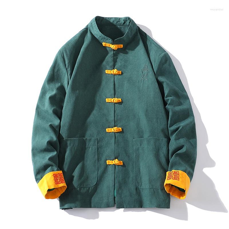 

Ethnic Clothing Men Chinese Style Hanfu Tops Tang Suit Tai Chi Clothes Jackets Embroidery T-Shirt Oriental Fashion 31345