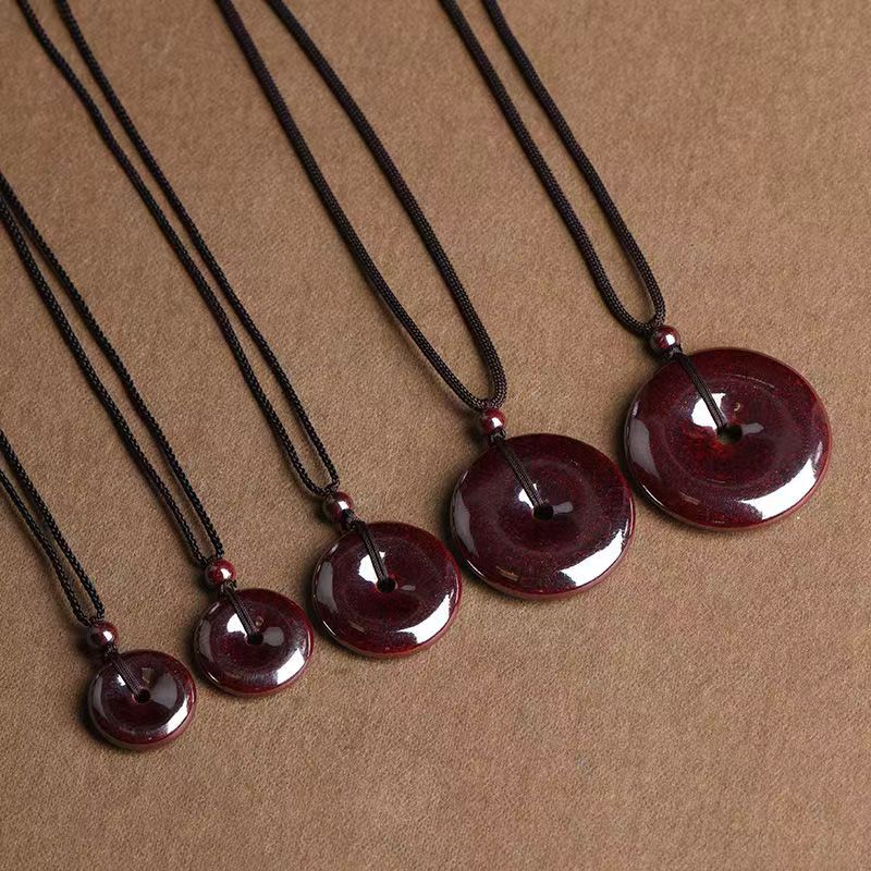 

Red Sand Original Stone Polished Safety Buckle Pendant Women's Super Natural Pendant Men's Necklace Birthyear Gift