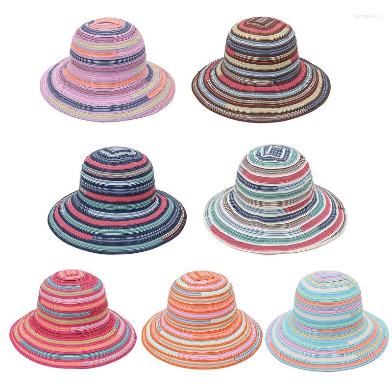

Berets Rainbow Color Bucket Hat For Women Teenagers Wide Brim Foldable Soft Fisherman Spring Summer Anti-UV, Orange