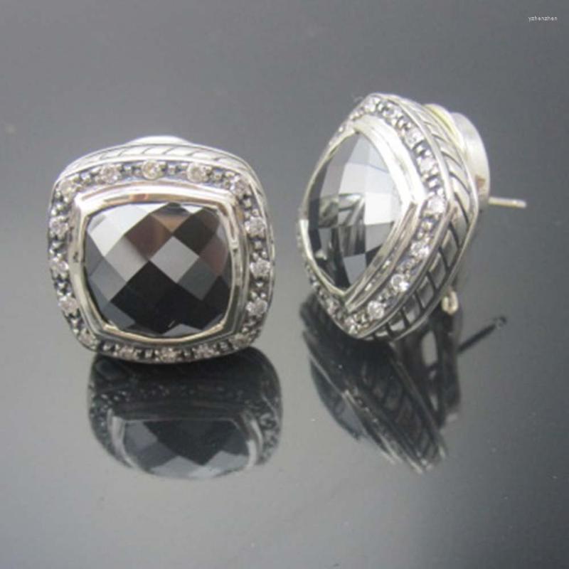 

Stud Earrings Sterling Silver Jewelry 11MM Moonlight Earrrings With Hematite And Diamonds Amethyst Earring Fine
