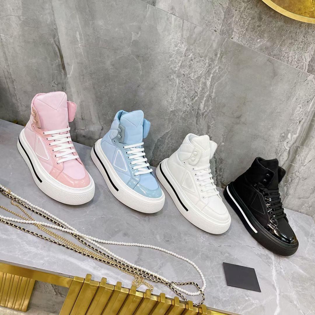 

spring autumn Casual High top shoes women Travel lace-up sneaker designer Leather fashion Running Trainers woman shoe platform lady gym Large size 35-42 with box, Black[low top shoes]
