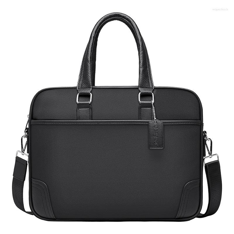 

Briefcases Men's Handbags Business Office Briefcase Waterproof Nylon Cloth Cross Tote Laptop Bag For Man Shoulder Messenger Designer, Black