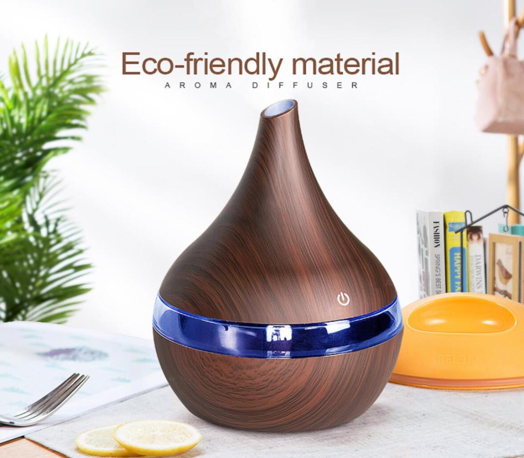 

New 300ml USB Electric Aroma air diffuser wood Ultrasonic air humidifier Essential oil cool mist maker for home 7285084