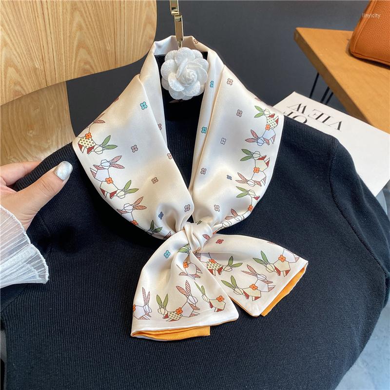 

Scarves 2023 Print Neck Tie Skinny Scarf For Women Fashion Headbands Wrist Wraps Hair Bands Ribbons Female Bandana Foulard Hairbands