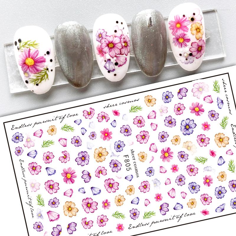 

Nail Stickers 10PCS Color Aesthetic Flower Sticker Rose Black And White Art Leaf DIY Pattern Slider Accessories, F805
