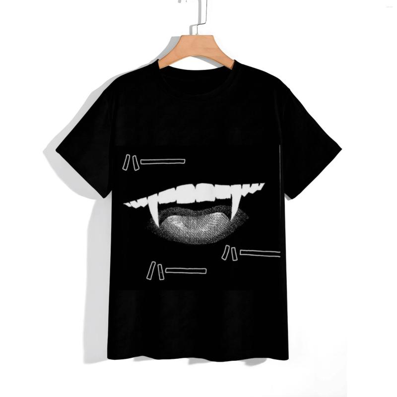 

Men's T Shirts Black-and-white Short-sleeved Painted T-shirt Dark Mouth Tusks Pure Cotton Polyester