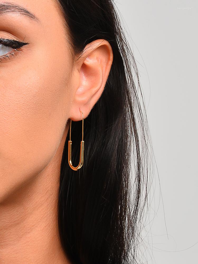 

Hoop Earrings CHIAO Cooper Casting Paper Clip Shape Metal Hoops For Women