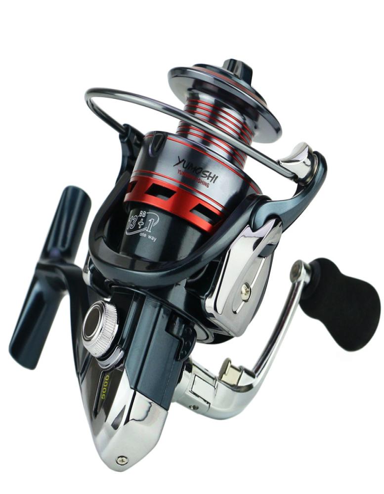 

14BB Aluminum Spool Spinning Fishing Reel Wheel 3000 4000 5000 Series Gear Ratio 551 EVA Handle RightLeft Hand Changeable1869094