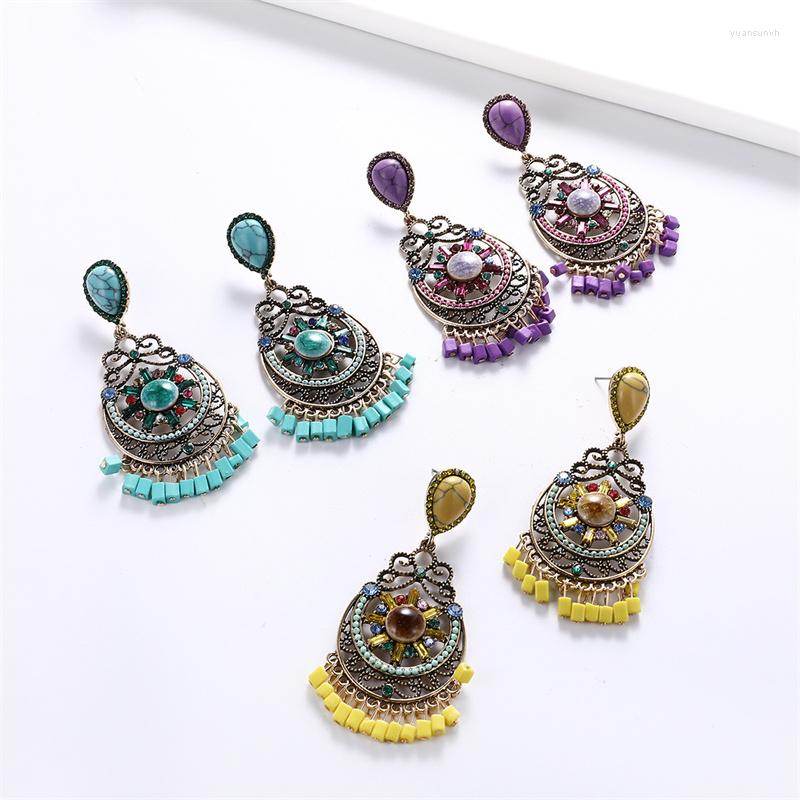 

Dangle Earrings 1pairFashion Retro Style Hollow Beautiful Flower Eardrop Alloy Acrylic Ethnic