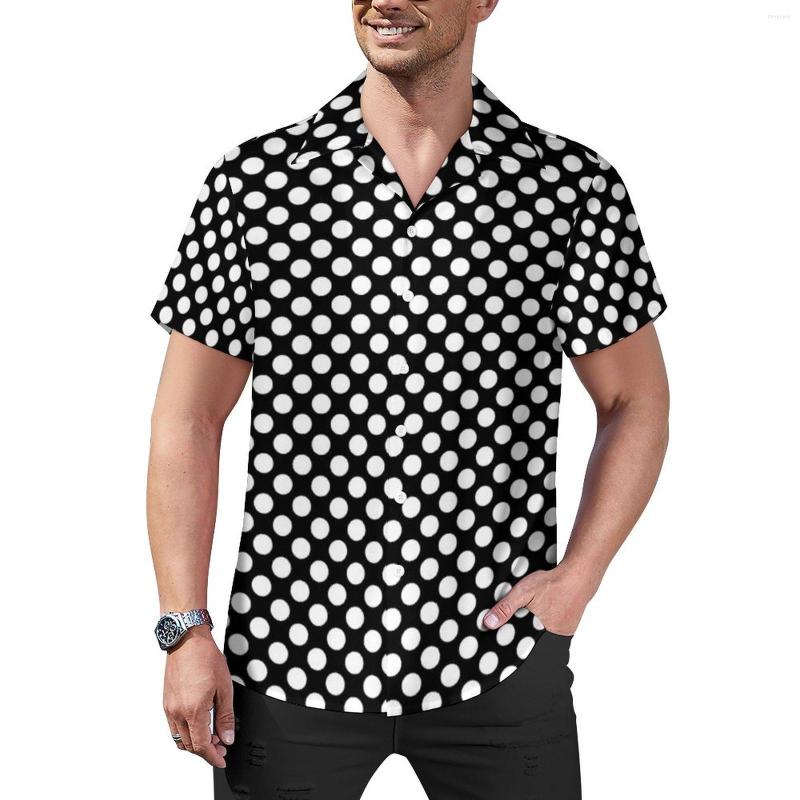 

Men' Casual Shirts Black And White Polka Dot Vintage Spots Print Beach Shirt Hawaiian Novelty Blouses Mens Graphic Plus Size, Style-4