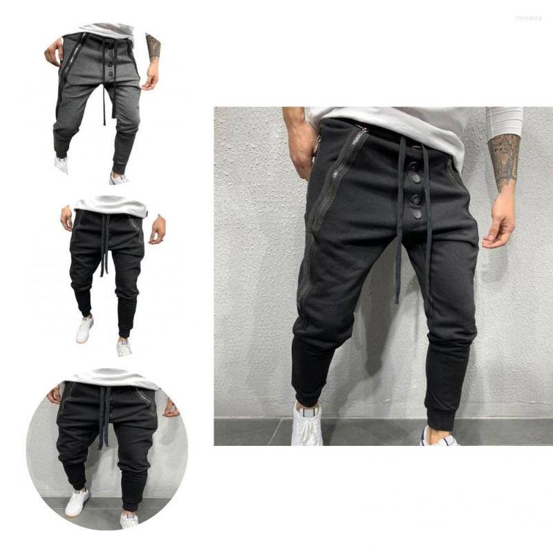 

Men's Pants Zipper Design Loose Men Joggers Undefined Streetwear Sweatpants For Home, Red