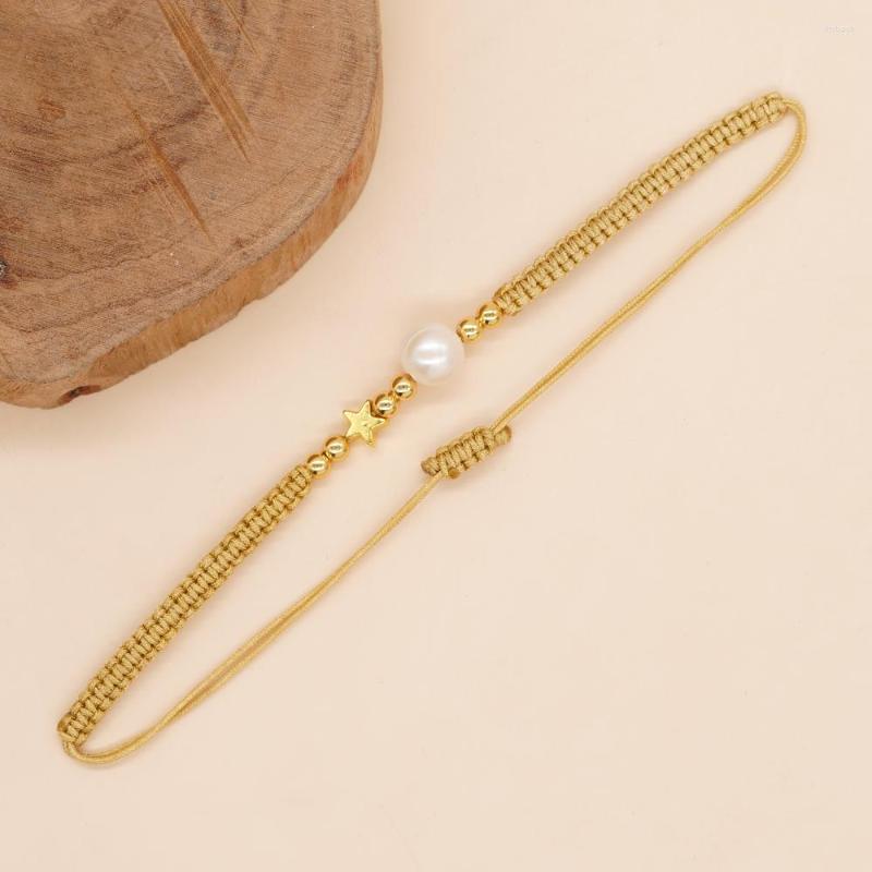 

Strand Go2boho In Natural Pearl Bead Gold Plated Star Charm Handmade Friendship Bracelet Woven Braided Jewelry