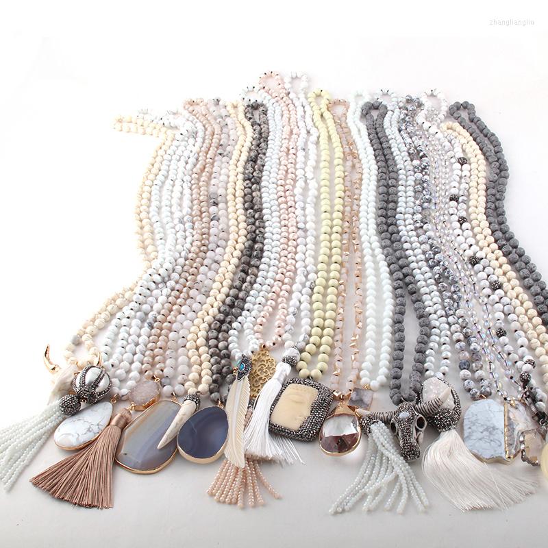 

Pendant Necklaces Wholesale Fashion 20pc Mix Color White/Beige/Gray Necklace Handmade Women Jewelry